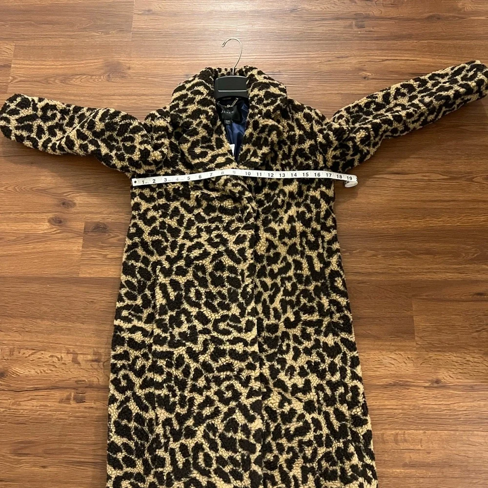 NWT J Crew Teddy sherpa topcoat in leopard XXS